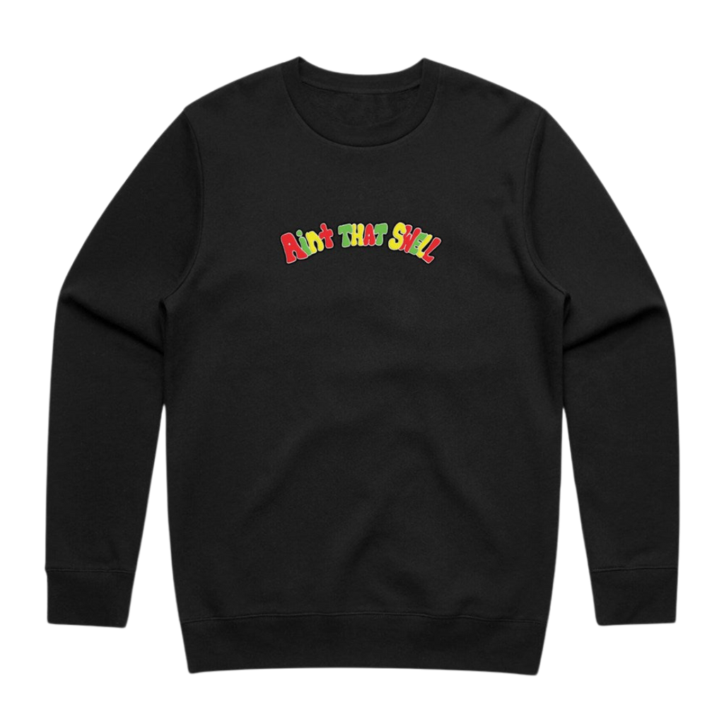 Ain't That Swell - Embroidered Logo - Black Crewneck Space Mirror Merch
