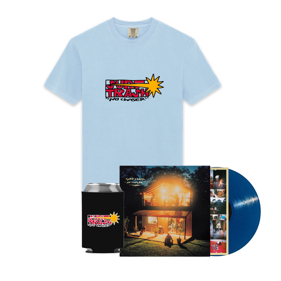 Surf Trash / No Chaser (Navy Blue Vinyl) + No Chaser Tee  + Stubby Holder - Merch Jungle - Official Surf Trash music and merch