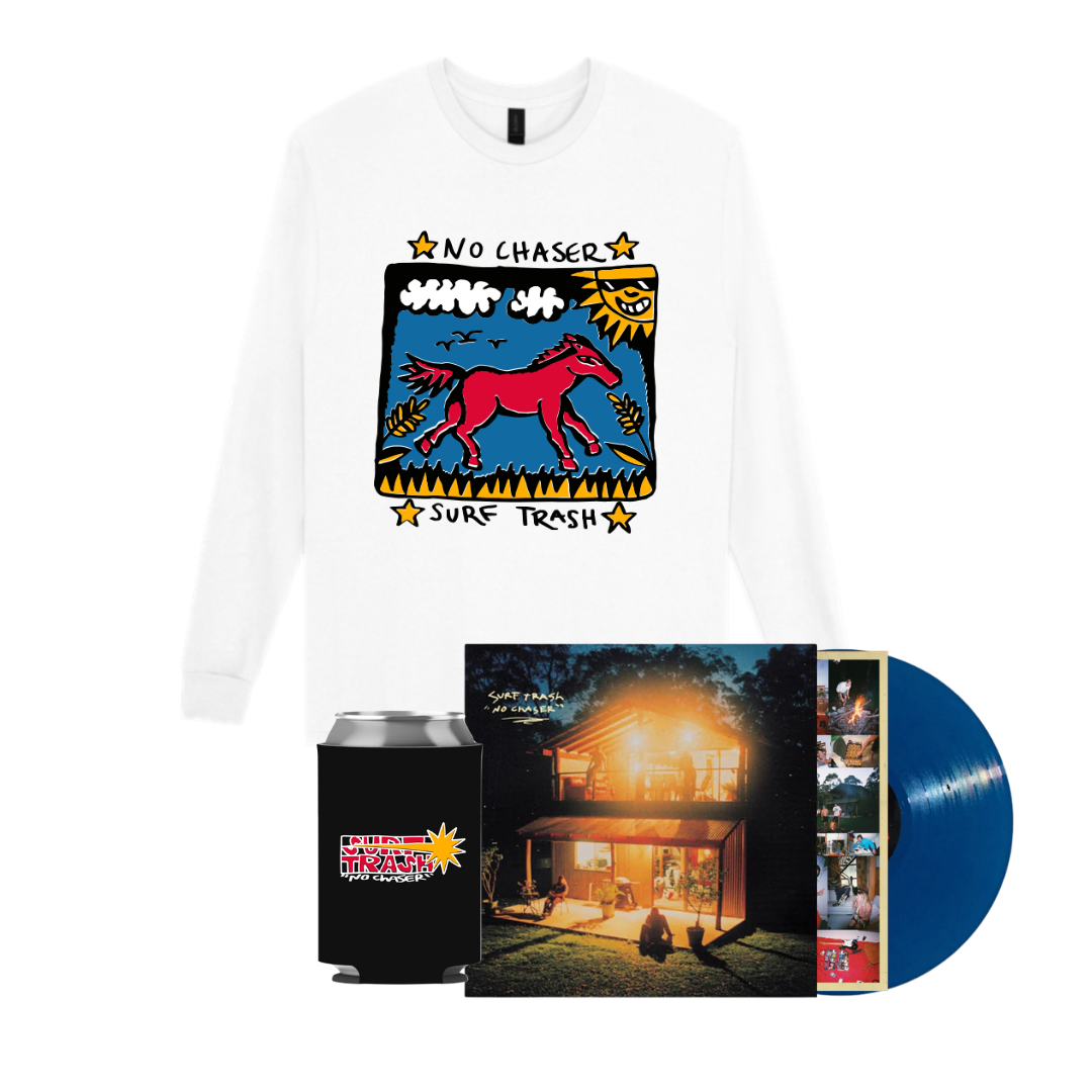 Surf Trash / No Chaser (Navy Blue Vinyl) + Golden Plane Longsleeve + Stubby Holder - Merch Jungle - Official Surf Trash music and merch