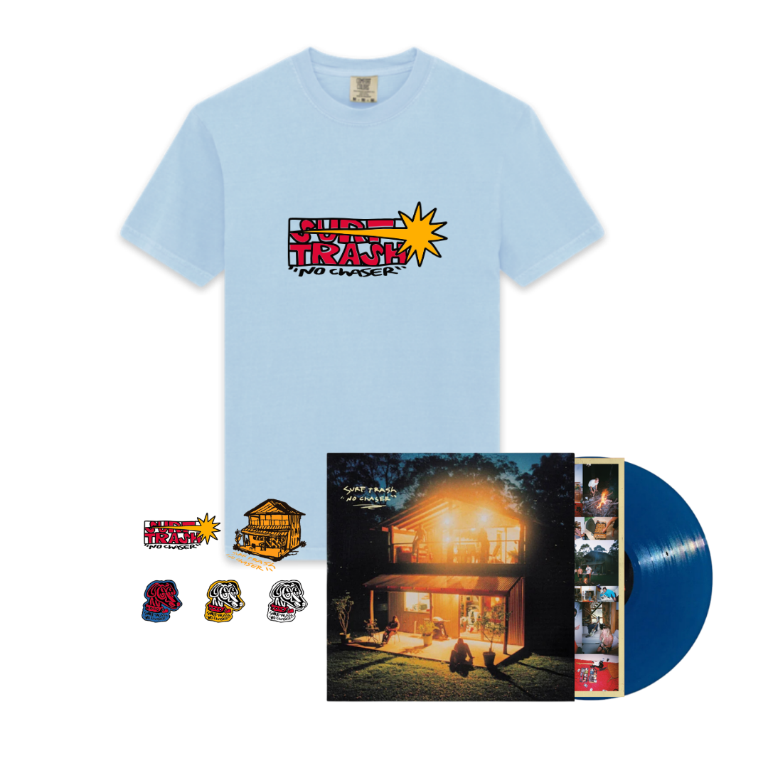 Surf Trash / No Chaser (Navy Blue Vinyl) + No Chaser Tee + Sticker Pack - Merch Jungle - Official Surf Trash music and merch