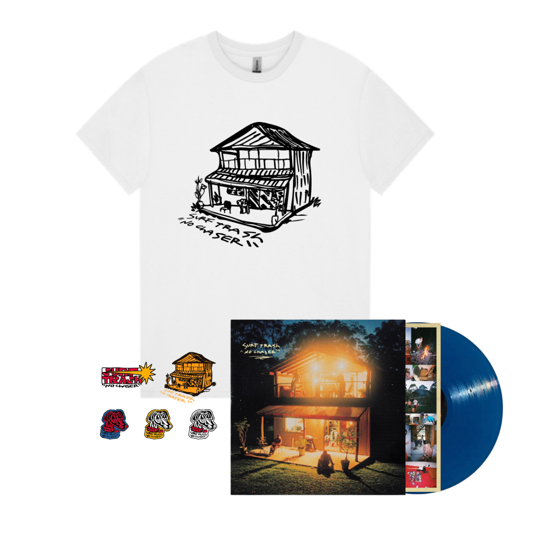 Surf Trash / No Chaser (Navy Blue Vinyl) + House Tee + Sticker Pack - Merch Jungle - Official Surf Trash music and merch