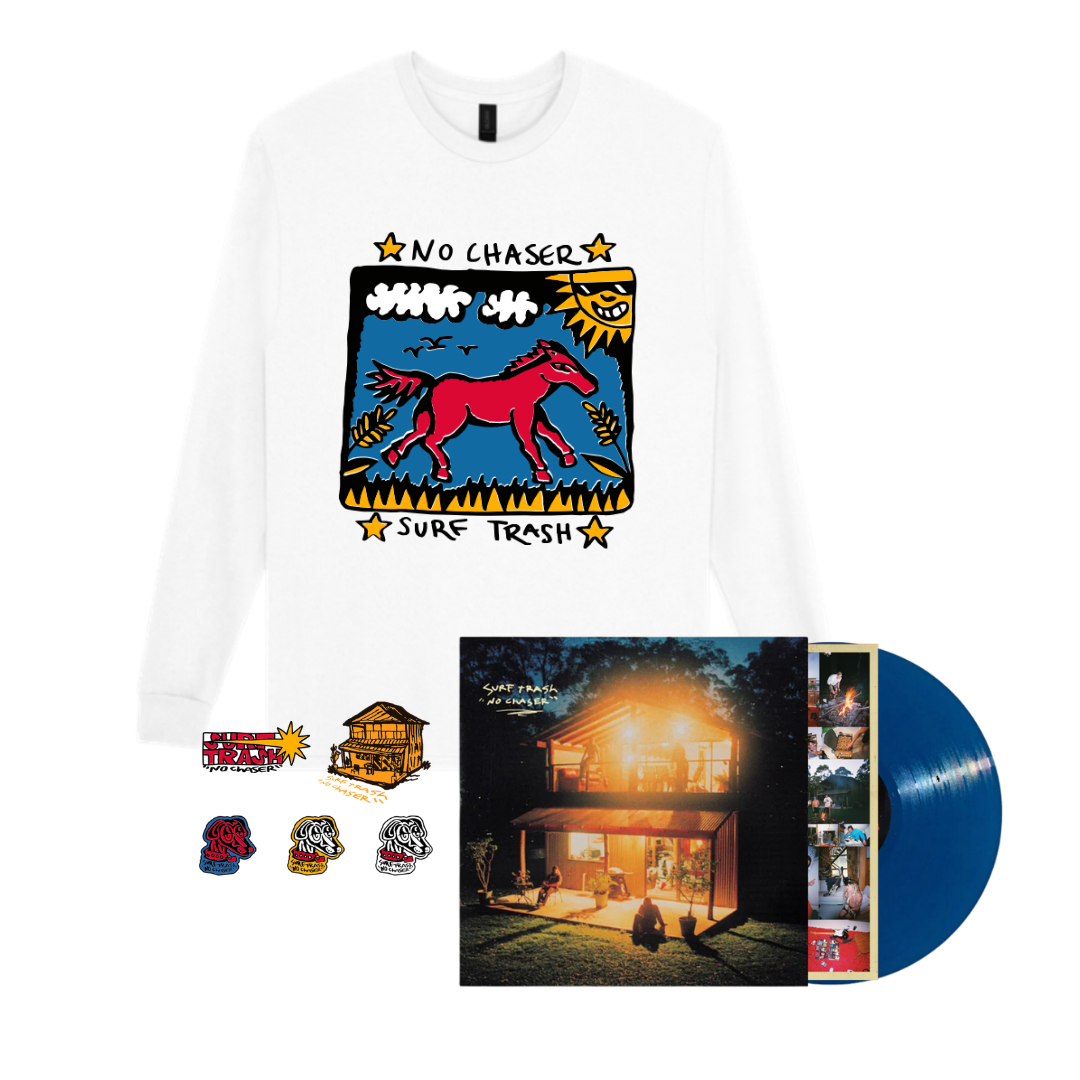 Surf Trash / No Chaser (Navy Blue Vinyl) + Golden Plane Longsleeve + Sticker Pack - Merch Jungle - Official Surf Trash music and merch