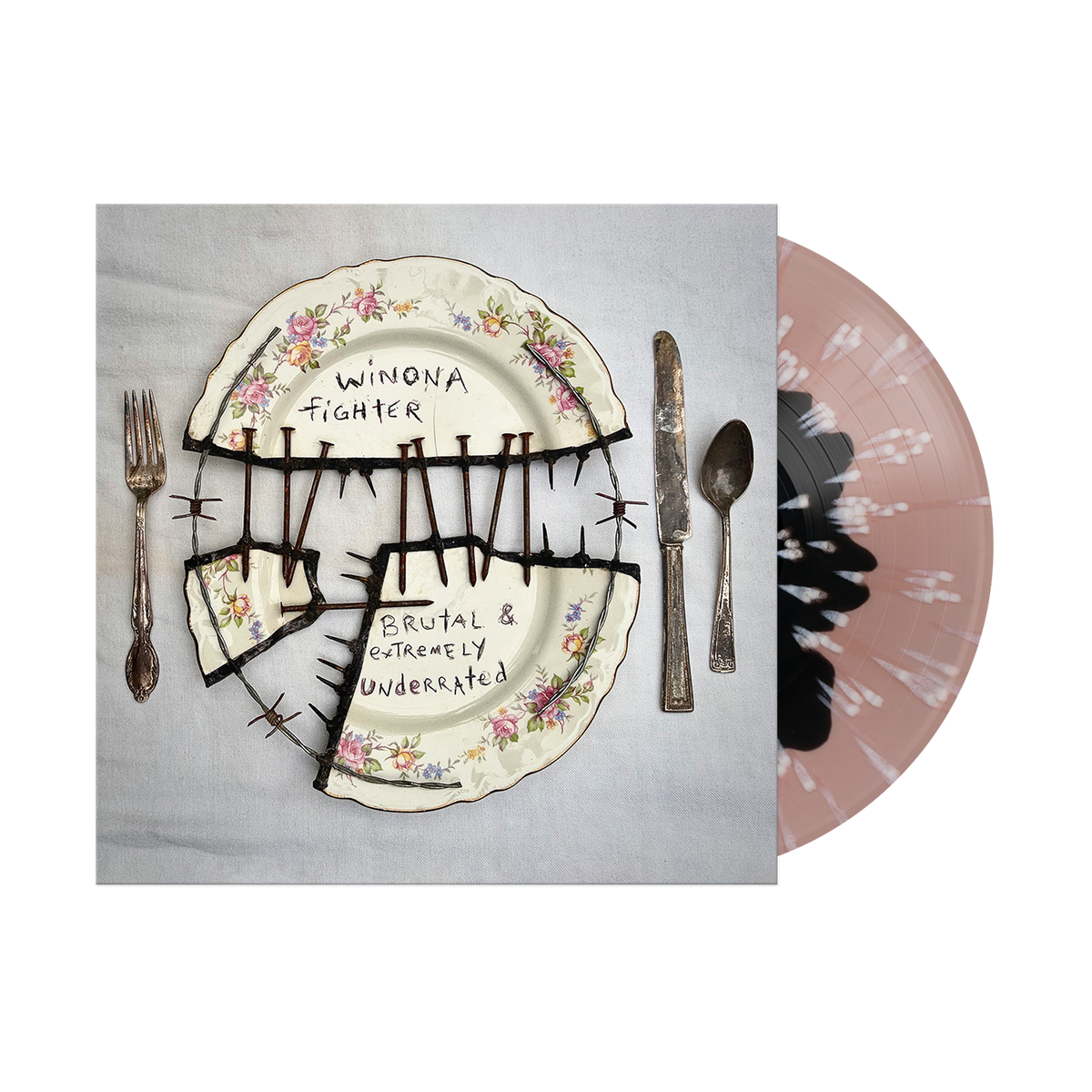 Winona Fighter / Brutal & Extremely Underrated (Exclusive Black in Blush w/ White Splatter Vinyl) - Merch Jungle - Official Rise Records music and merch