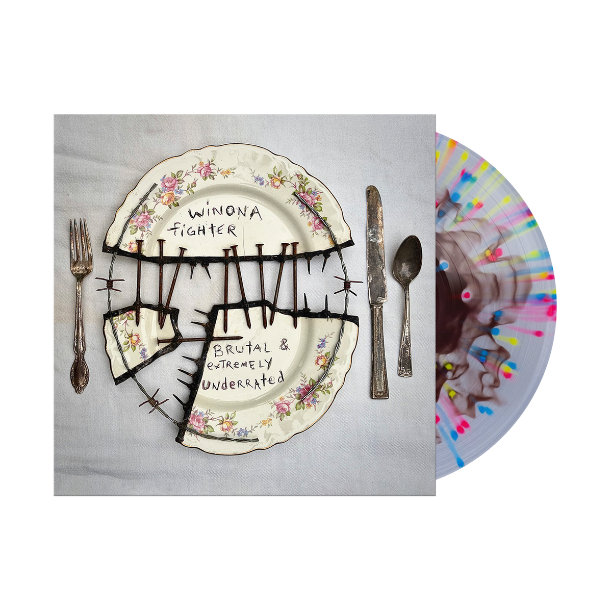 Winona Fighter / Brutal & Extremely Underrated (Brown in Clear with Blue, Pink & Yellow Splatter Vinyl) - Merch Jungle - Official Rise Records music and merch