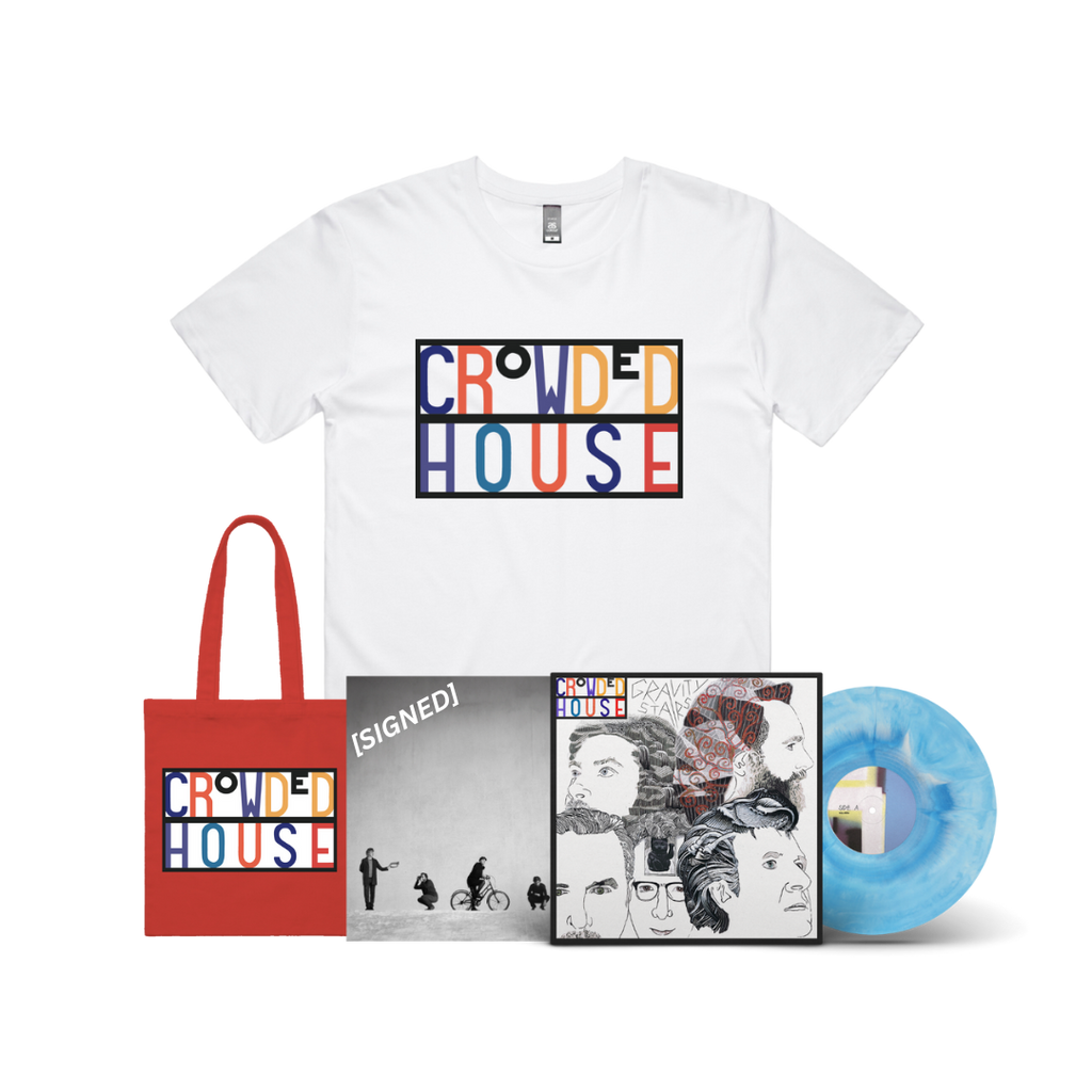 Crowded House / Gravity Stairs Vinyl + Tee + Tote Bundle - Merch Jungle - Official Crowded House band t-shirts and band merch.
