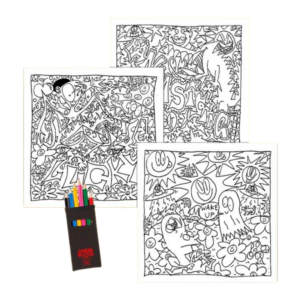 Skegss / Rehearsal Colouring Book + Pencil Set - Merch Jungle - Official Skegss band t-shirts and band merch.