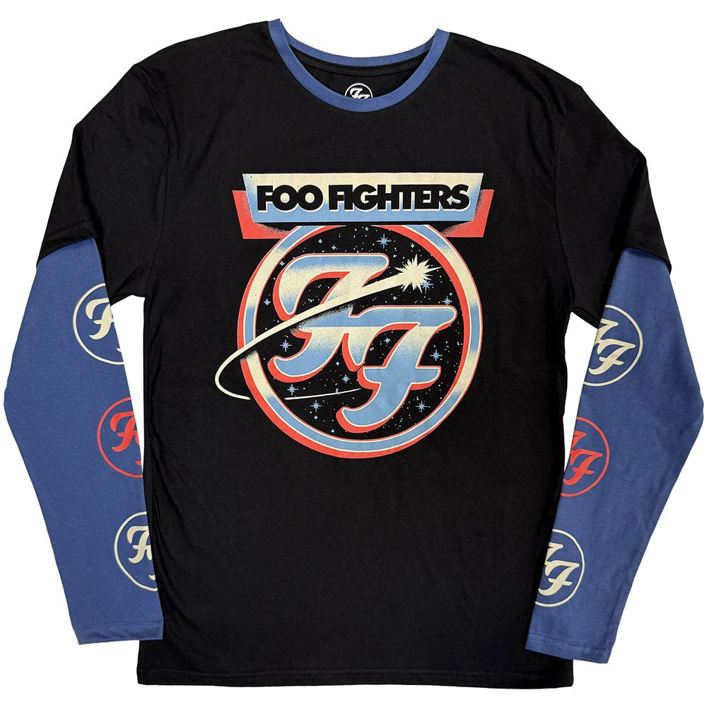 Foo Fighters / Comet 2 In 1 Layered Long Sleeve T-Shirt (Black & Denim Blue) - Merch Jungle - Official Foo Fighters music and merch