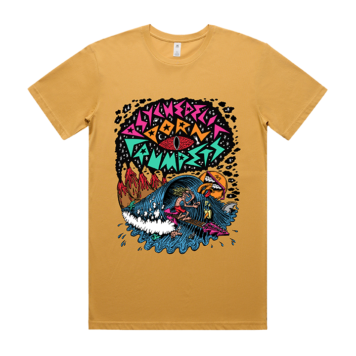 Psychedelic Porn Crumpets / Surf Tee (Mustard) - Merch Jungle - Official Psychedelic Porn Crumpets music and merch