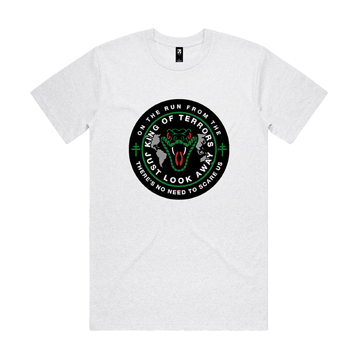 President / Look Away Tee (White Marle) - Merch Jungle - Official President music and merch