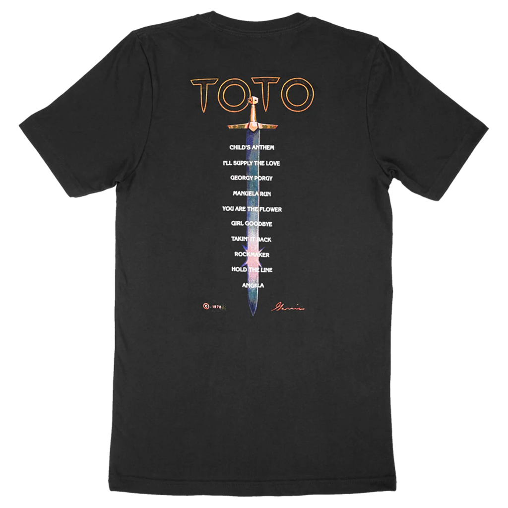 Toto / Sword Tracklist Tee (Black) - Merch Jungle - Official Toto music and merch
