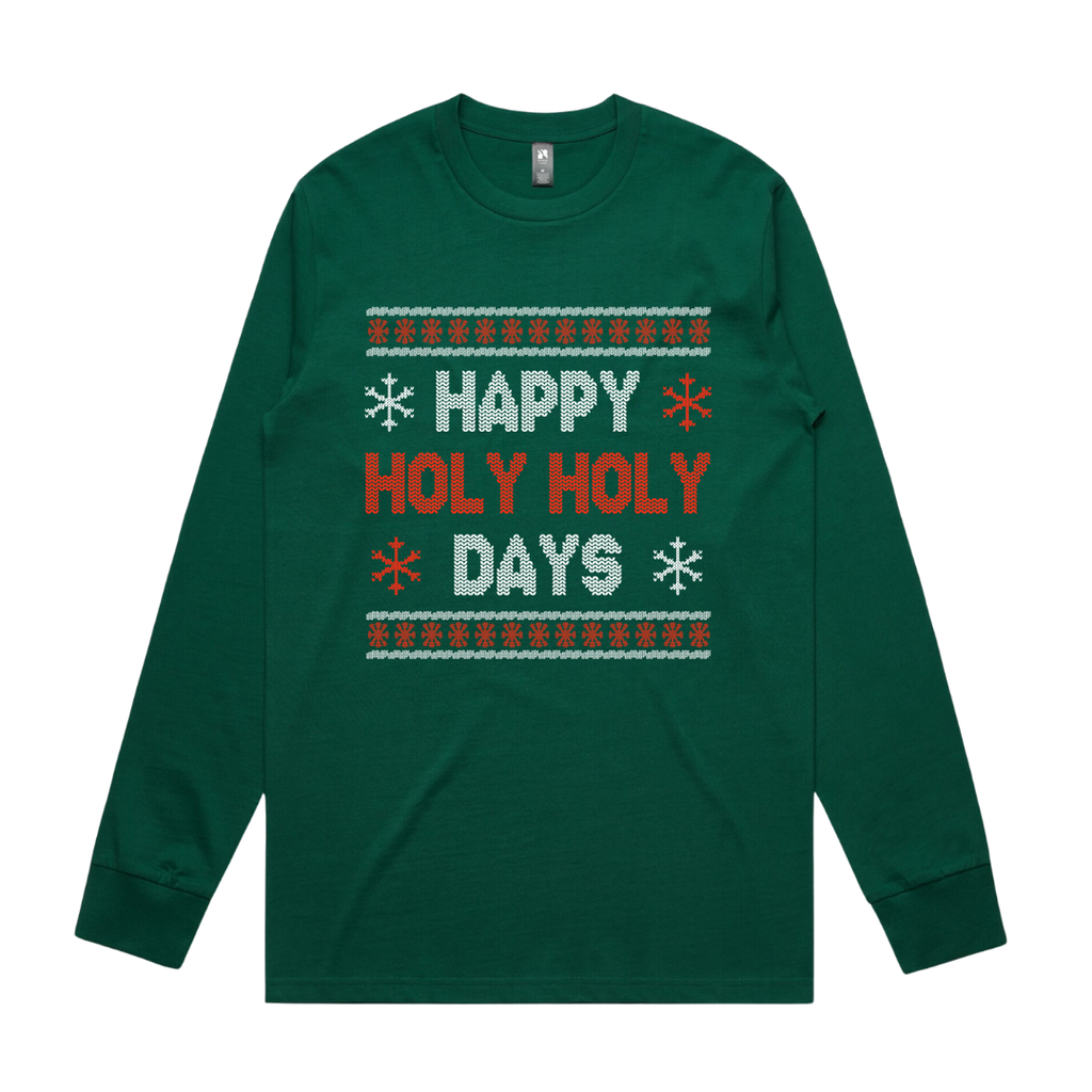 Happy Holy Holy Days Green Longsleeve *PRE-ORDER* - Merch Jungle - Official Holy Holy band t-shirts and band merch.