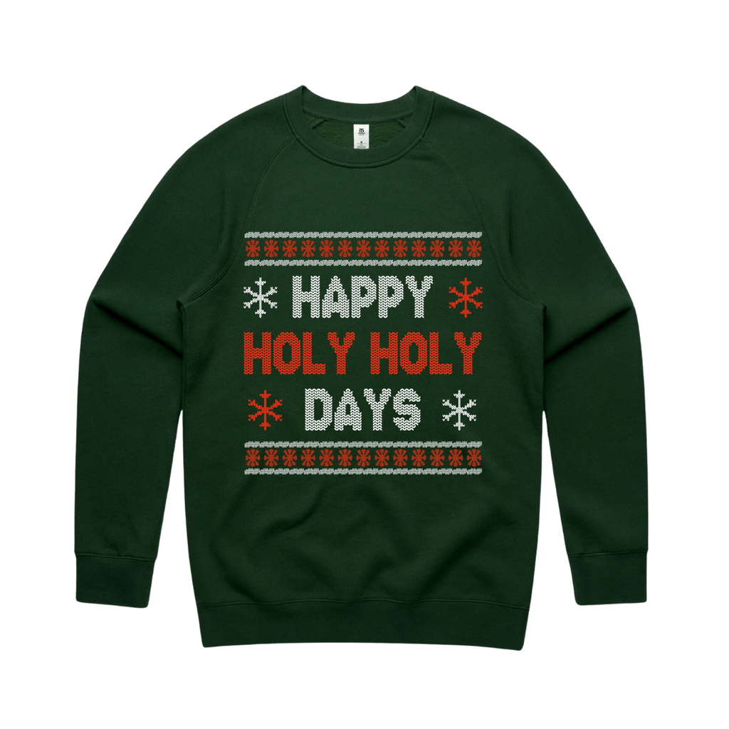 Happy Holy Holy Days Green Sweater *PRE-ORDER* - Merch Jungle - Official Holy Holy band t-shirts and band merch.