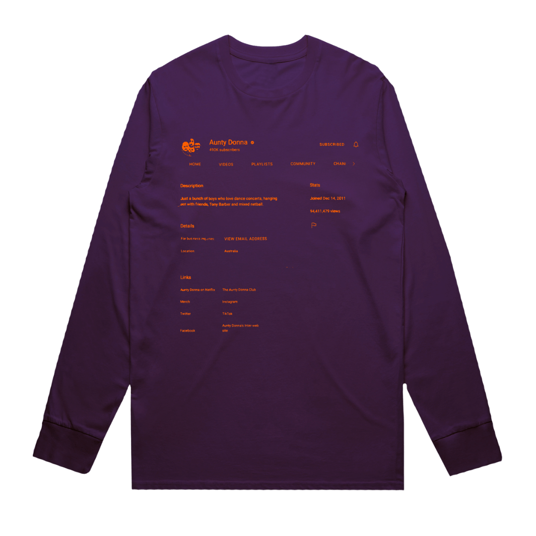 Purple Longsleeve - Merch Jungle - Official Aunty Donna band t-shirts and band merch.