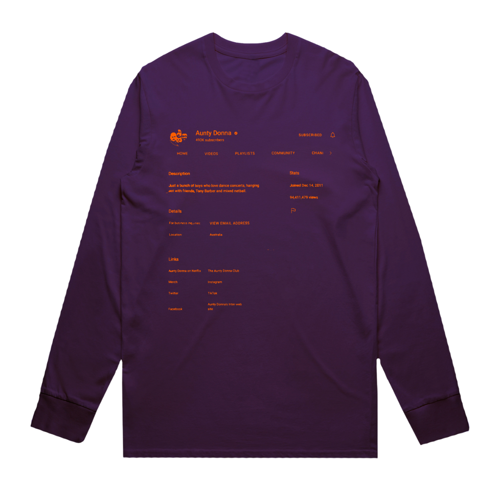 Purple Longsleeve - Merch Jungle - Official Aunty Donna band t-shirts and band merch.