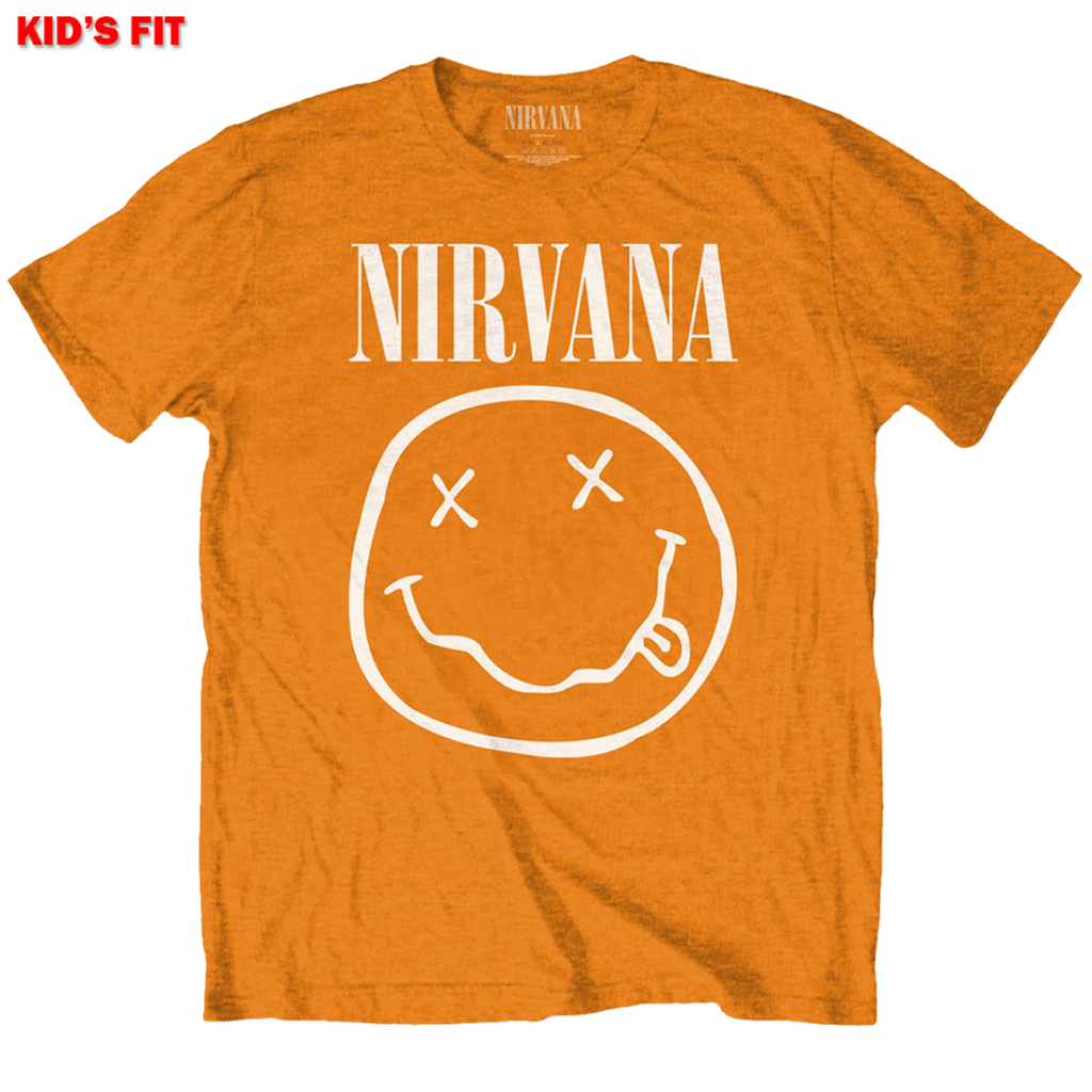 Nirvana White Smiley - Kids Tee - Merch Jungle - Official Nirvana band merchandise.