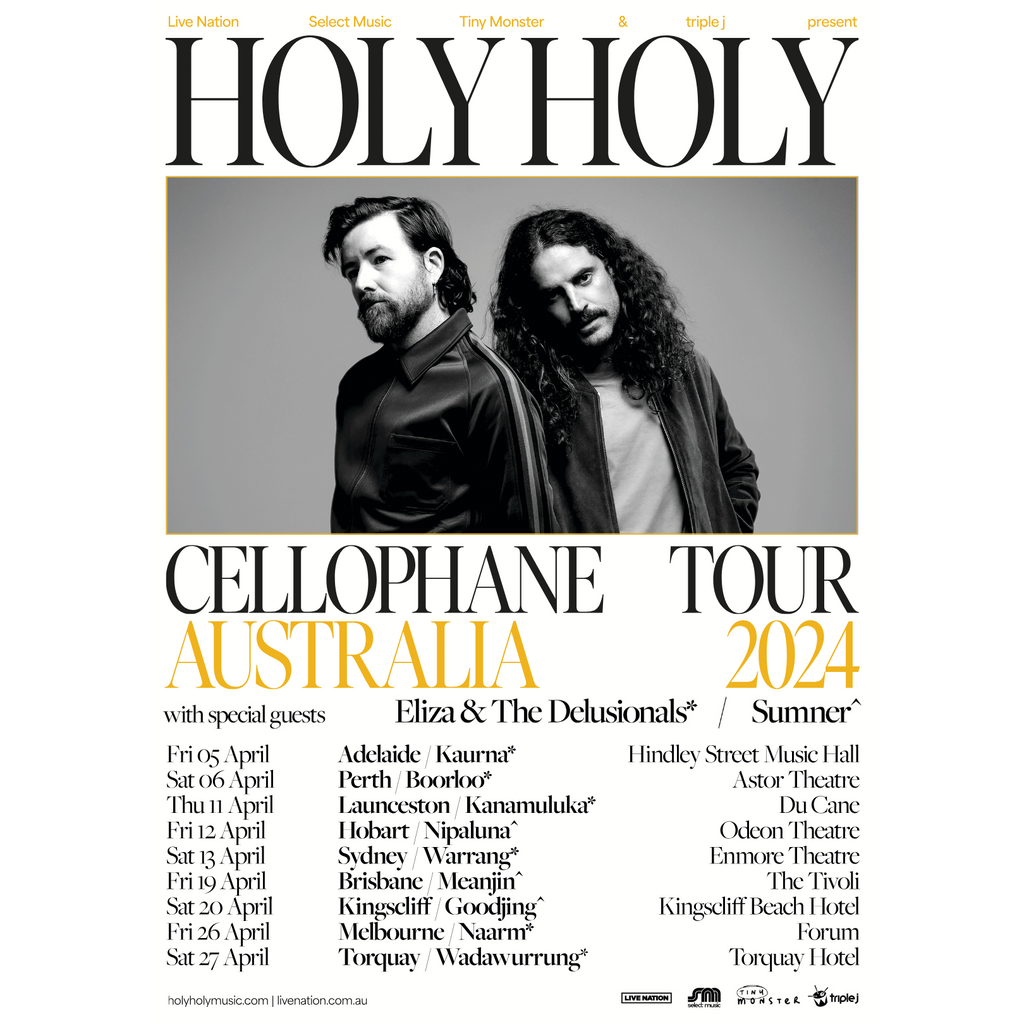 Holy Holy / Cellophane Tour Poster [SIGNED] - Merch Jungle - Official Holy Holy band t-shirts and band merch.