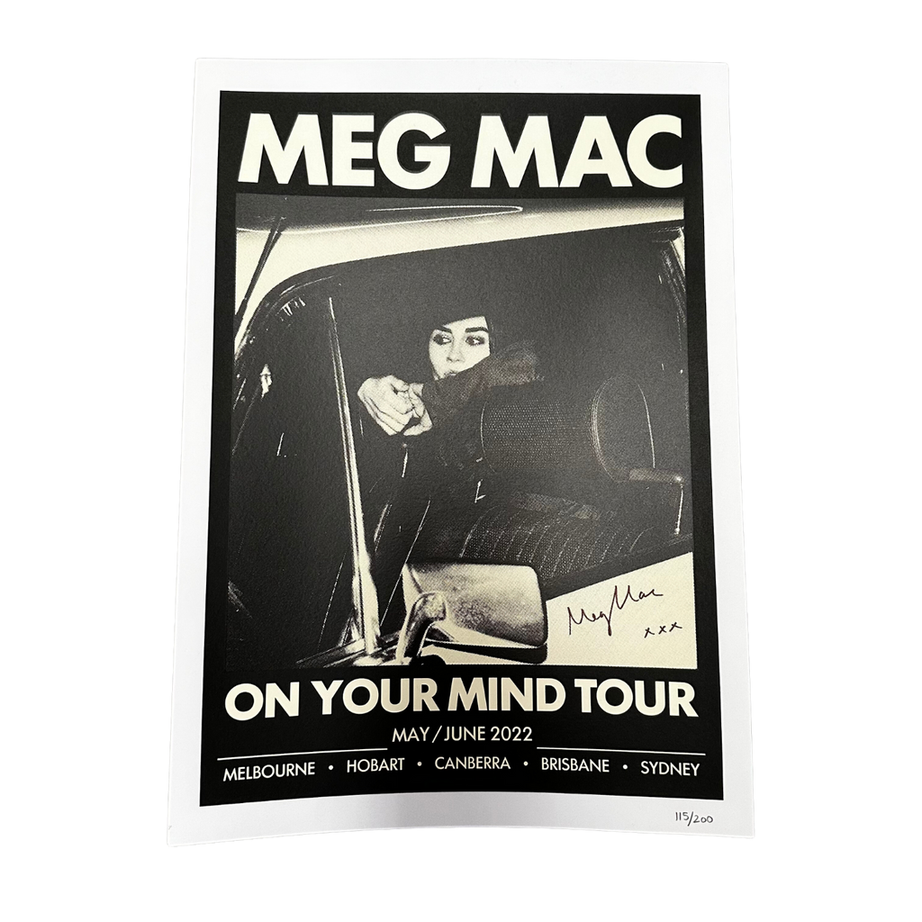 On Your Mind Tour Poster - Merch Jungle - Official Meg Mac band t-shirts and band merch.