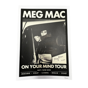 On Your Mind Tour Poster - Merch Jungle - Official Meg Mac band t-shirts and band merch.