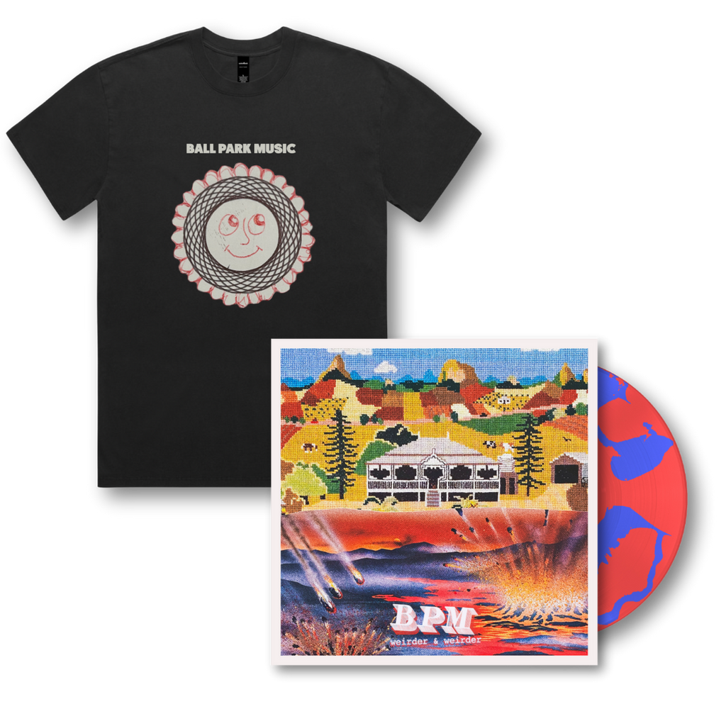 Ball Park Music / Weirder & Weirder (Limited Edition Red/Clear Blue Vinyl) + Smiley Tee Bundle - Merch Jungle - Official Ball Park Music music and merch