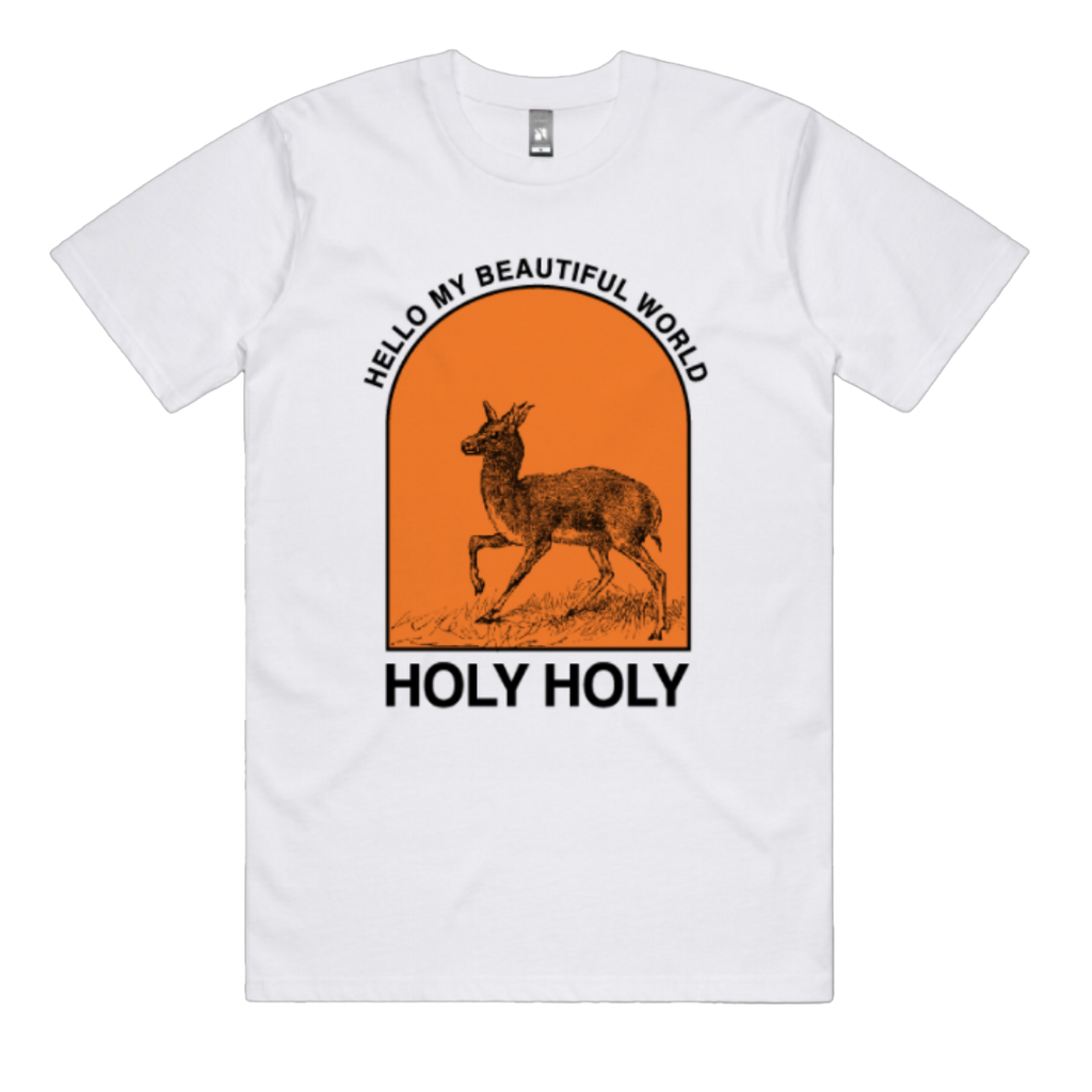 Hello My Beautiful World White Tee - Merch Jungle - Official Holy Holy band t-shirts and band merch.