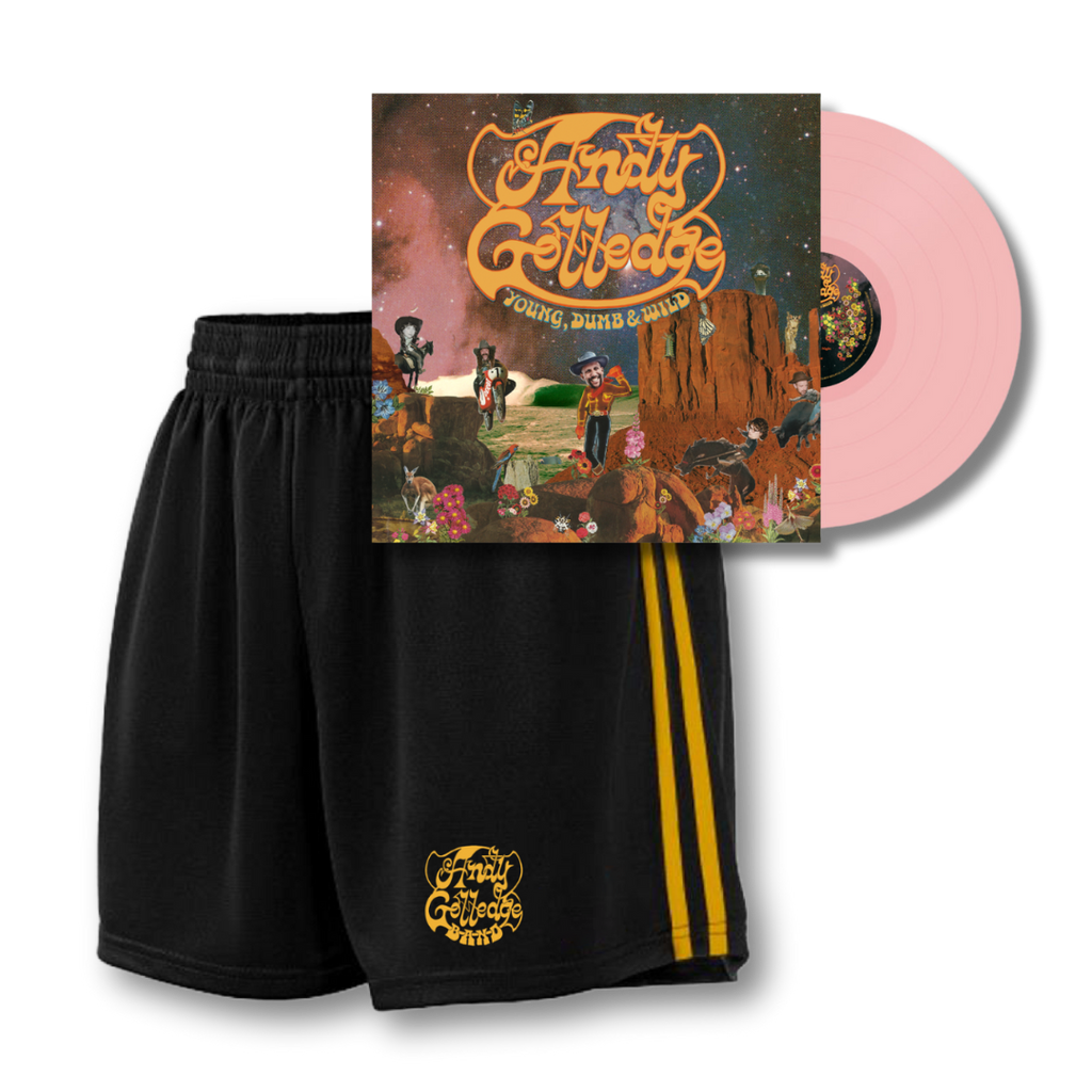 Andy Golledge / Young, Dumb & Wild Vinyl + Footy Shorts Bundle - Merch Jungle - Official Andy Golledge band t-shirts and band merch.