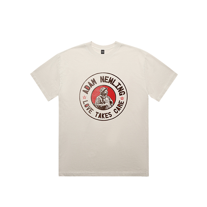 Adam Newling / Love Takes Care Tee (Faded Bone) - Merch Jungle - Official Adam Newling music and merch