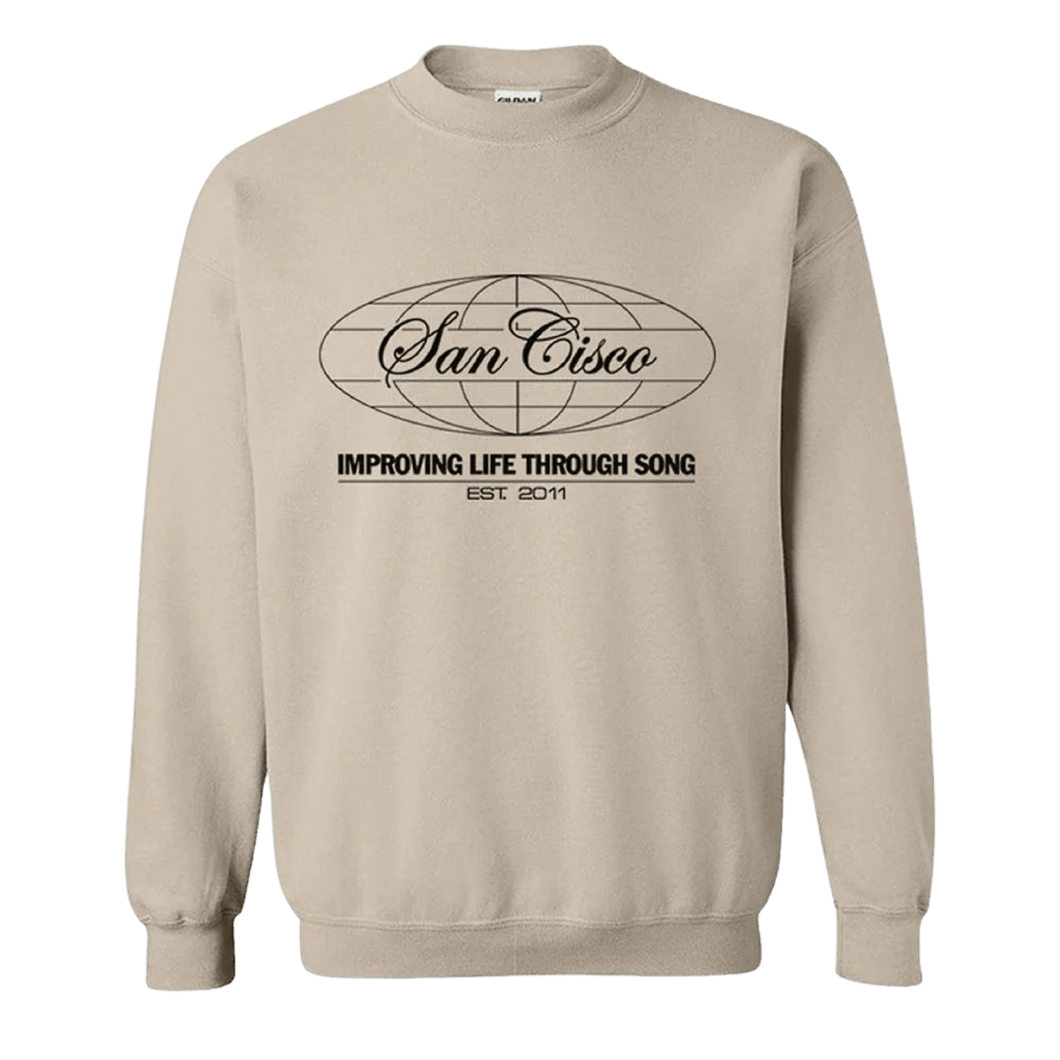Globe Sweater (Beige) - Merch Jungle - Official San Cisco band t-shirts and band merch.