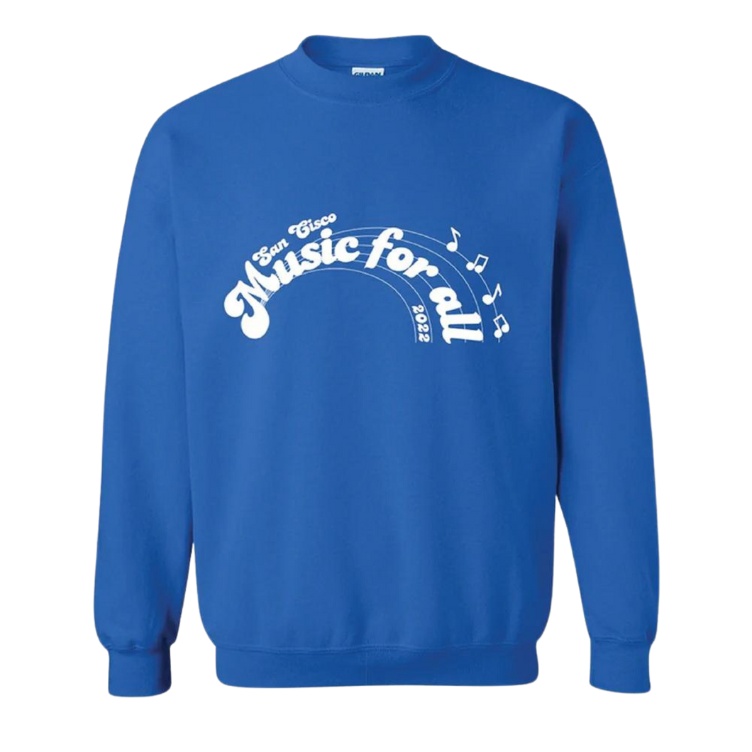 Music For All Sweater (Blue) - Merch Jungle - Official San Cisco band t-shirts and band merch.