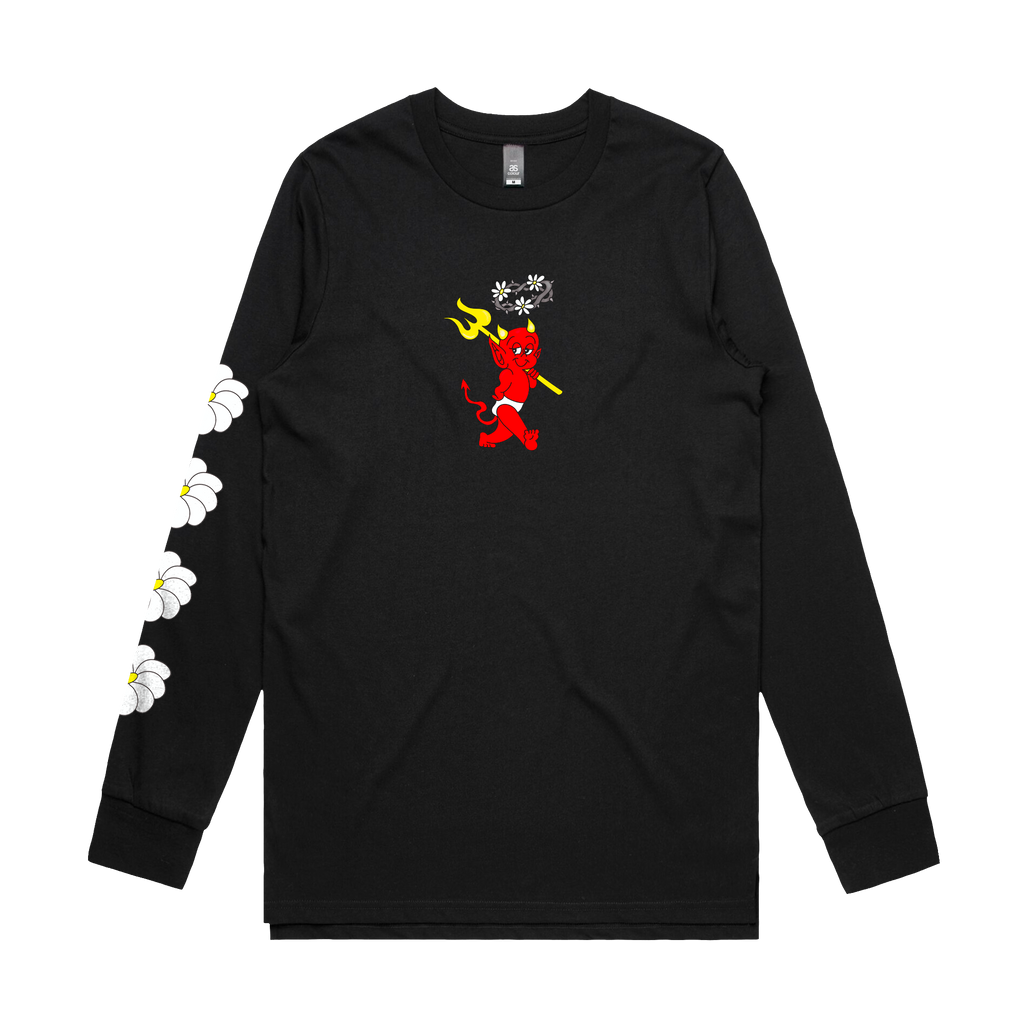 Daisy Chain Devil Longsleeve (Black) - Merch Jungle - Official Slowly Slowly band t-shirts and band merch.