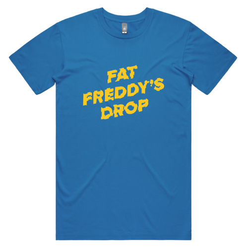 Freddy's Logo Tee (Blue/Yellow) - Merch Jungle - Official Fat Freddy's Drop band t-shirts and band merch.