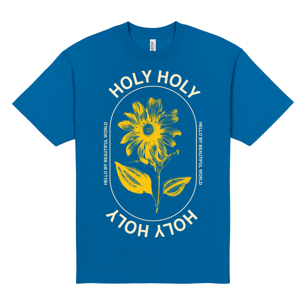 Hello My Beautiful World Blue Tee - Merch Jungle - Official Holy Holy band t-shirts and band merch.