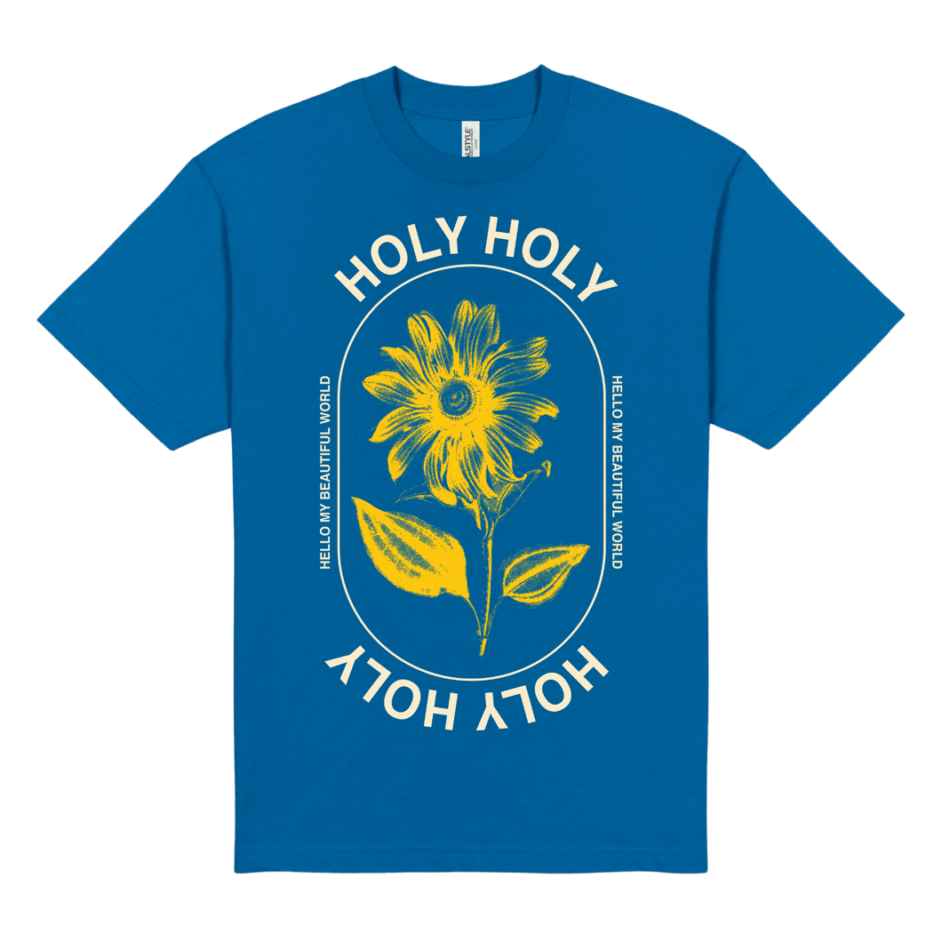Hello My Beautiful World Blue Tee - Merch Jungle - Official Holy Holy band t-shirts and band merch.